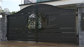 Stainless steel powder coated laser cut design swing gate with aluminium panels